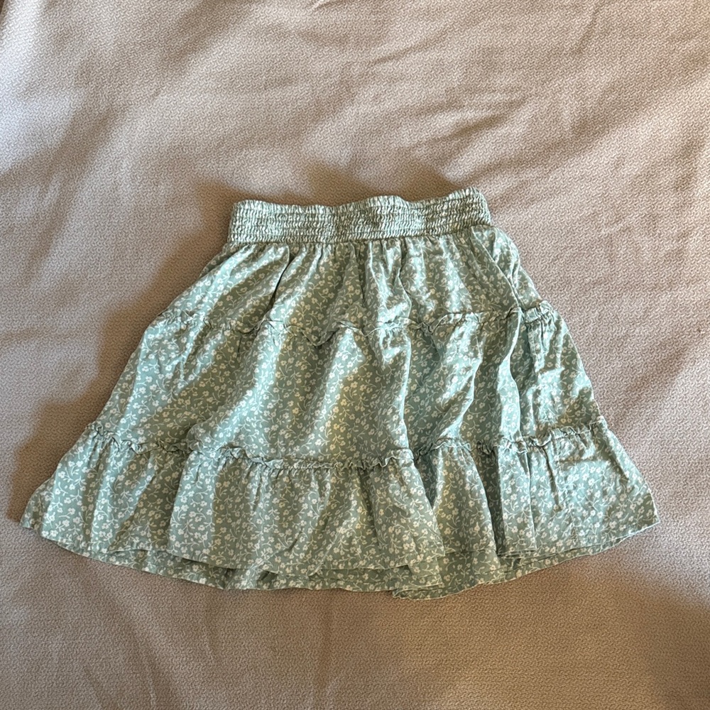 Hollister Mint Green Floral A-Line Skirt - Size XS